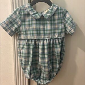 The Beaufort Bonnet Company Blue and Green Plaid Romper